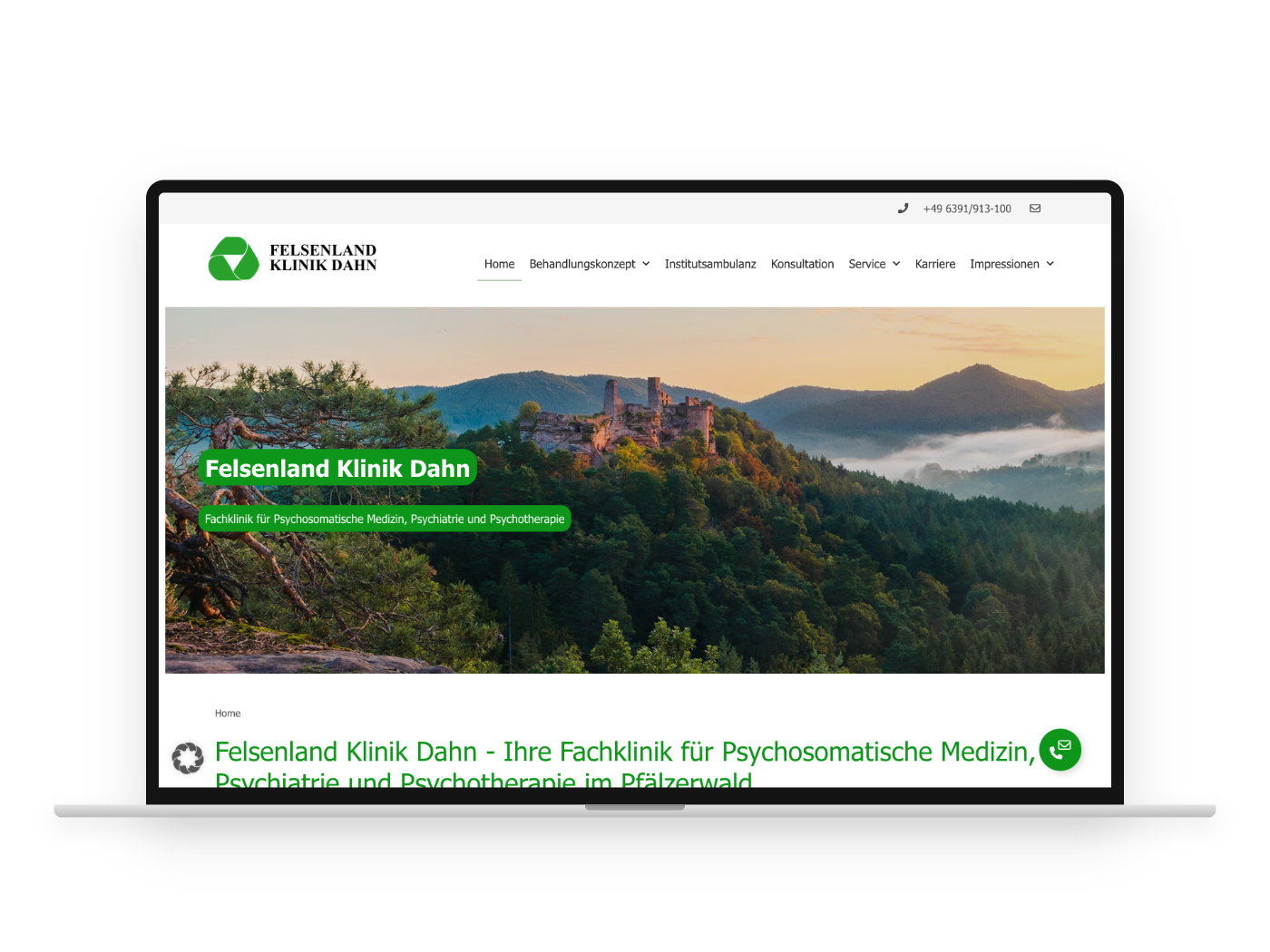 Felsenlandklinik – Webdesign-Referenz von webstudiopfalz