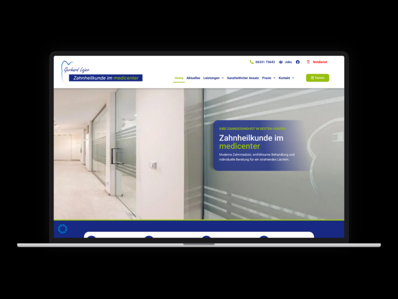 Zahnarzt Medicenter – Webdesign-Referenz von webstudiopfalz